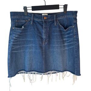 2/$30 J.Crew Womens 32" Waist Denim Frayed Hem Mini Skirt Blue Casual